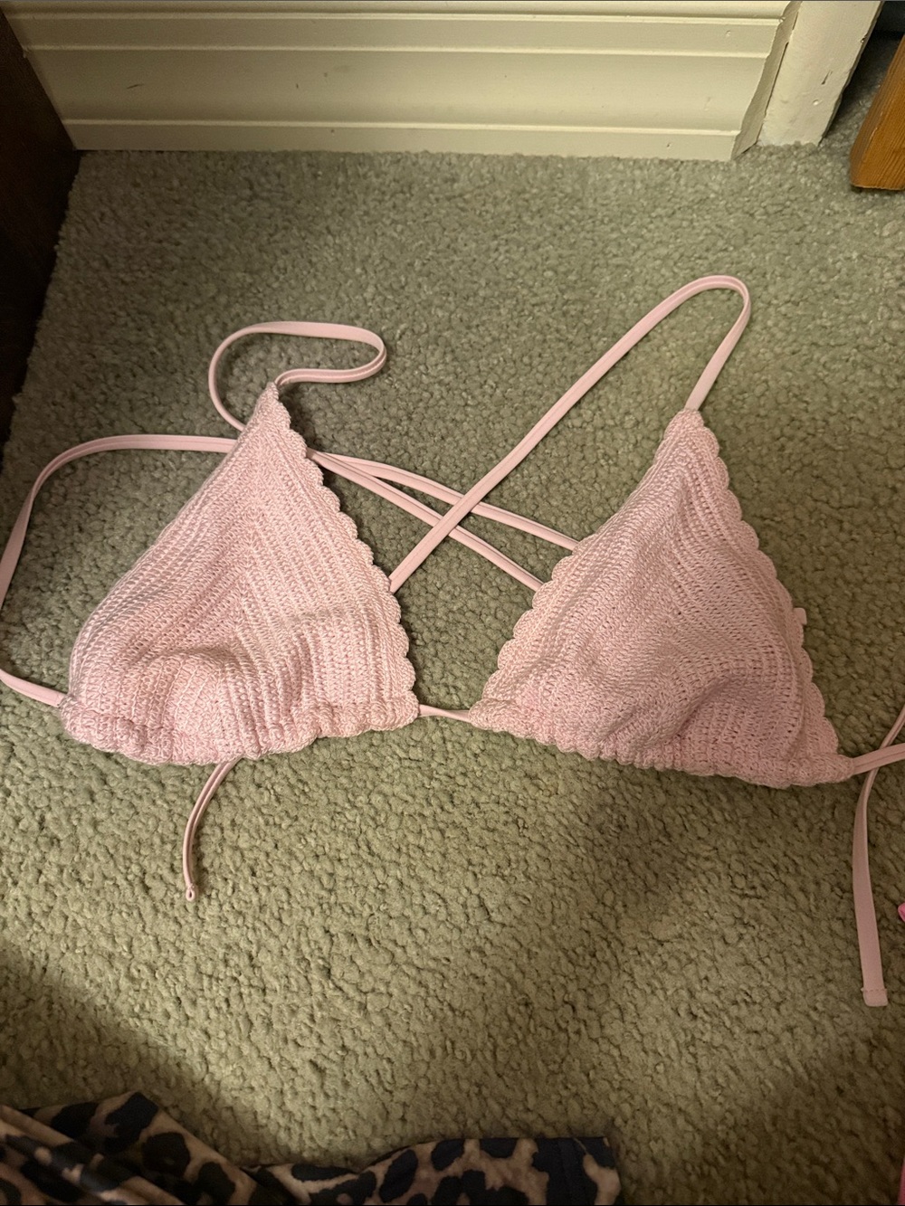 wild fable Light Pink Crochet Triangle Bralette